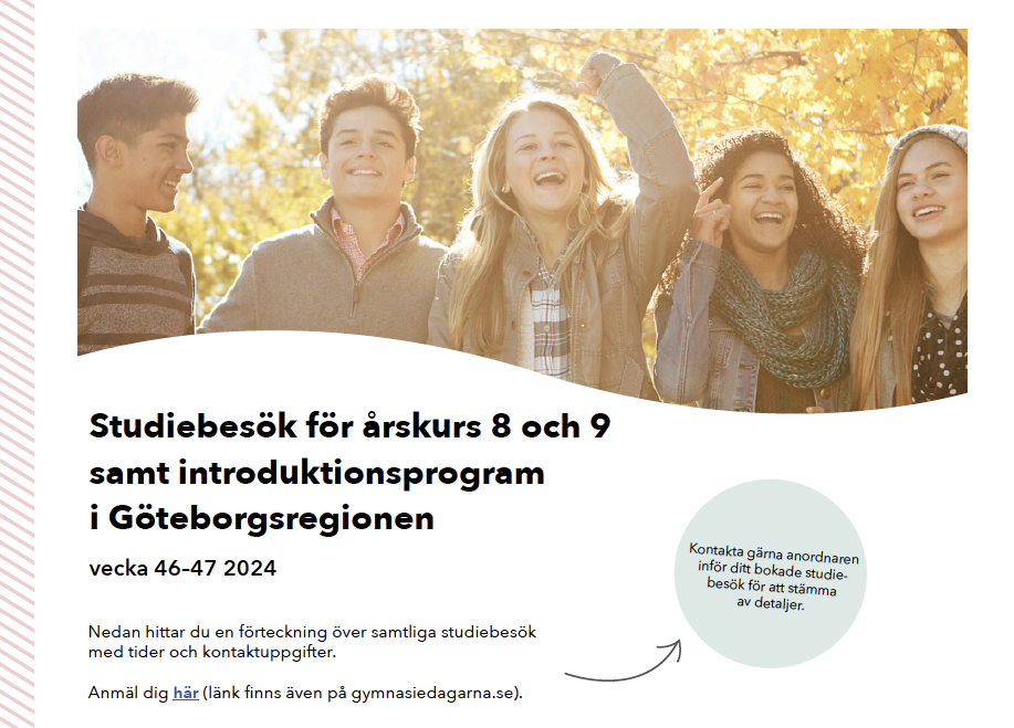 Skärmdump av första sidan av pdf med information om studiebesök