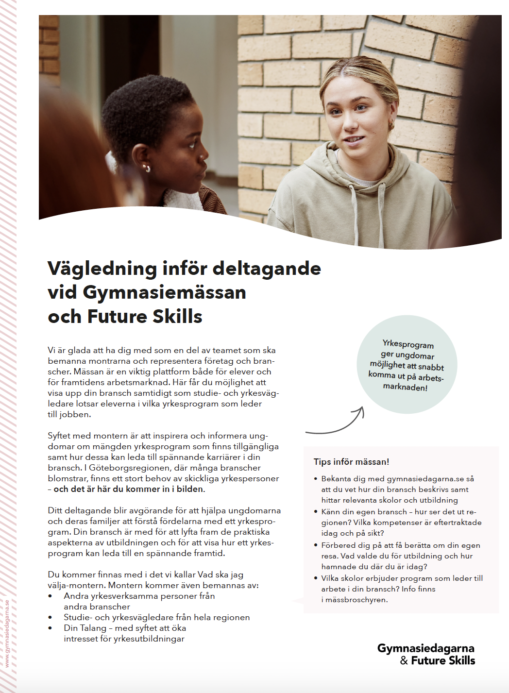 Skärmdump av första sidan av pdf med information till företag